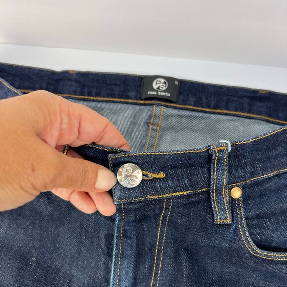 NEW PS by Paul Smith Tapered Fit Blue Dark Wash Denim Jeans 31X34 Tall - Picture 7 of 16